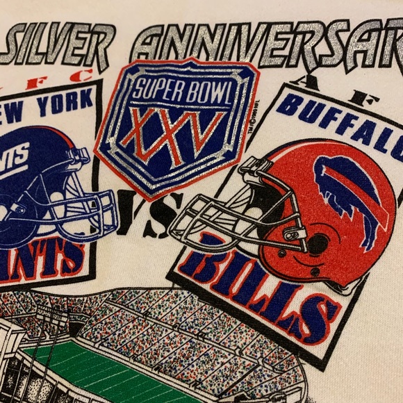 NWOT VTG ‘91 Super Bowl XXV Graphic Crewneck Sz L - Picture 3 of 6